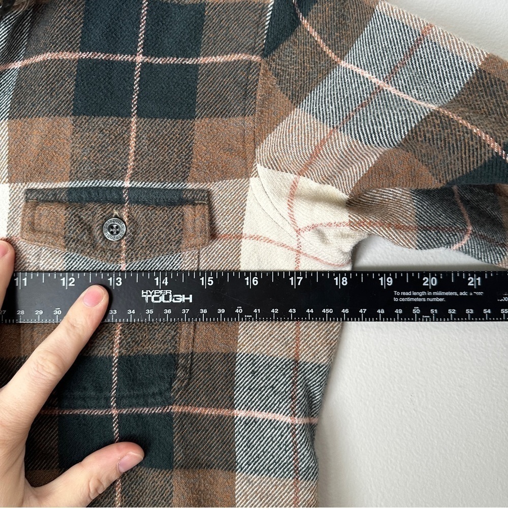 Patagonia Fjord Brown Button Down flannel long sleeve organic cotton shirt sz 2 - Picture 9 of 11